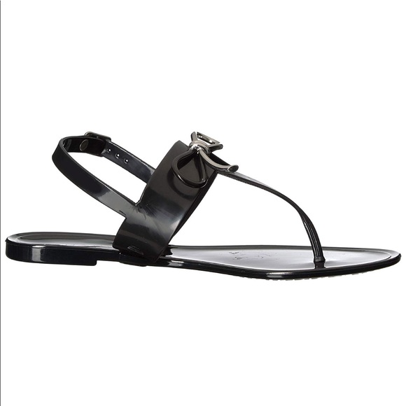 Time Travel Black Bow Jelly Flat Sandals - Picture 7 of 8